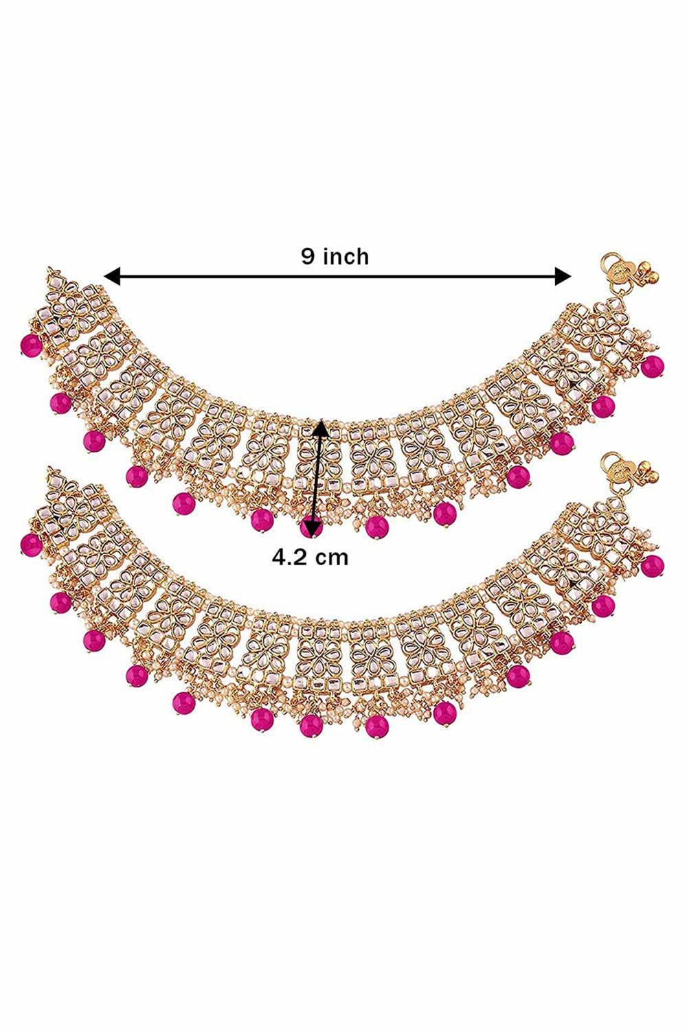 Buy Women's Alloy Anklet in Rani Pink Online - Front