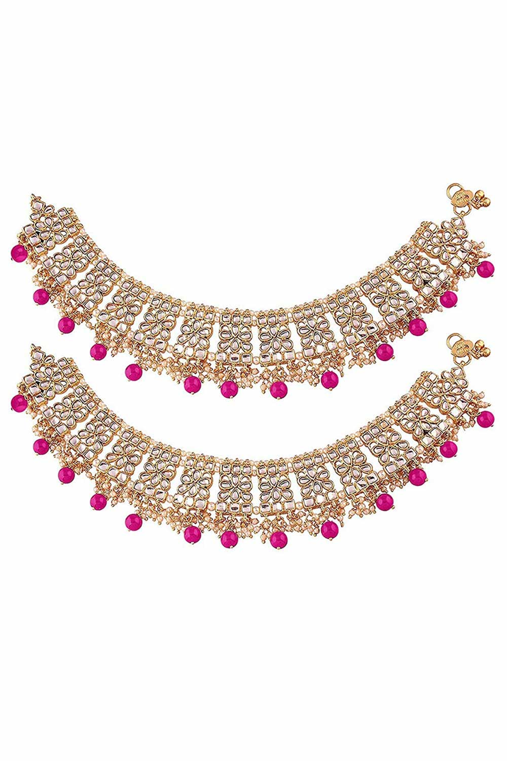 Buy Women's Alloy Anklet in Rani Pink Online