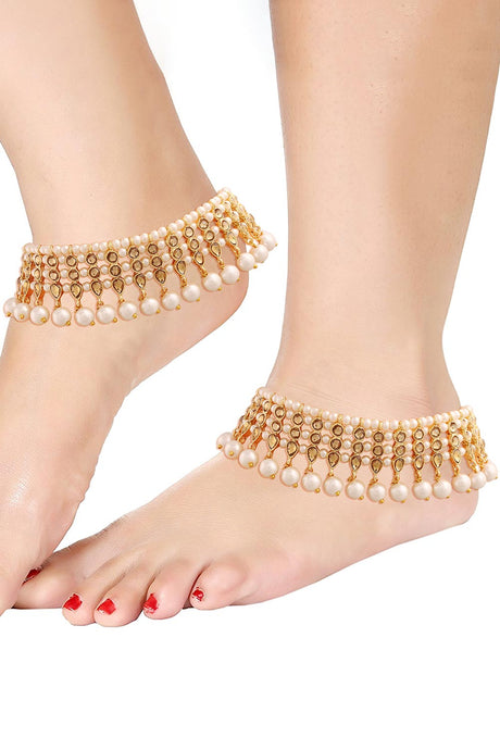 Buy Women's Alloy Anklet in White Online - Back