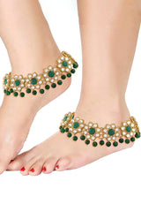 Buy Women's Alloy Anklet in Green Online - Back