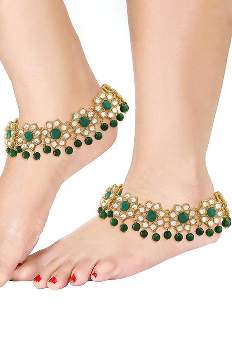 Buy Women's Alloy Anklet in Green Online - Back