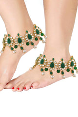 Buy Women's Alloy Anklet in Green Online - Back