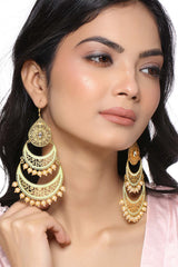Buy Handcrafted Gold Filigree Enamelled Chandbali Online - Front