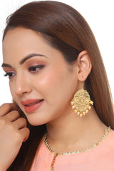 Buy Handcrafted Gold Filigree Drop Earring Online - Front