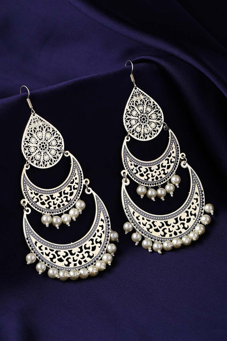 Buy Handcrafted Silver Filigree Enamelled Chandbali Online