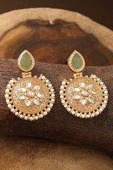 Buy Pastel Green Gold Plated Earrings Online