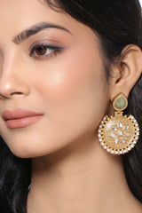 Buy Pastel Green Gold Plated Earrings Online - Front