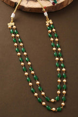 Buy Green Stone And Pearl Beaded Long Necklace Online