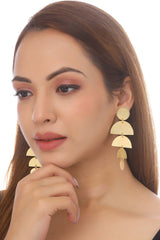 Buy Handcrafted Gold Contemporary Drop Earrings Online - Front