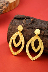 Buy Handcrafted Gold Contemporary Leaf Shaped Drop Earrings Online
