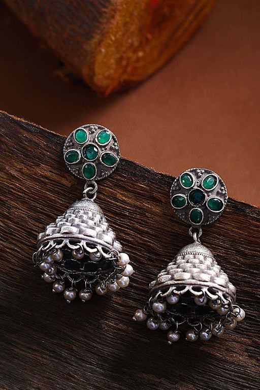 Ira - Shiny Silver Jhumka | Gulaal Ethnic Indian Designer Jewels | Buy Earrings  Online | Pan India and Global Delivery – Gulaal Jewels