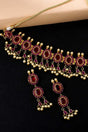 Buy Gold Toned And Pink Stone-Studded Jewellery Set Online