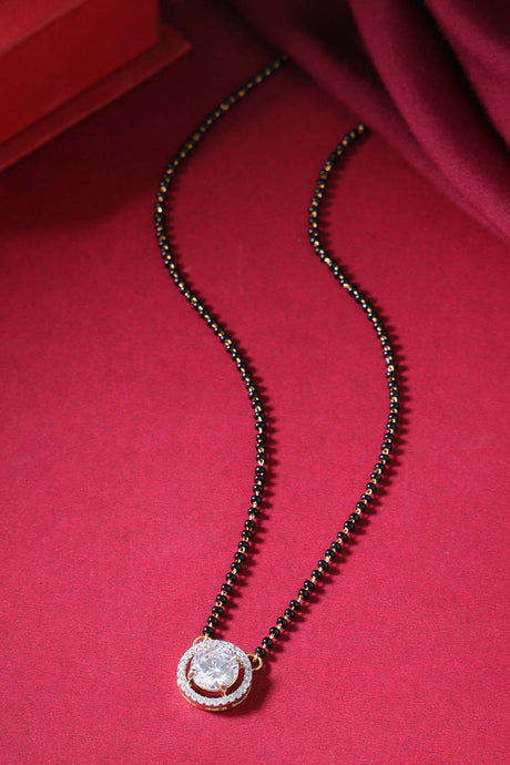 Buy Black And White Ad Stone Studded And Beaded Mangalsutra Online