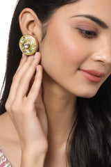 Buy Yellow Meenakari Kundan Studded Handcrafted Circular Shaped Studs Online