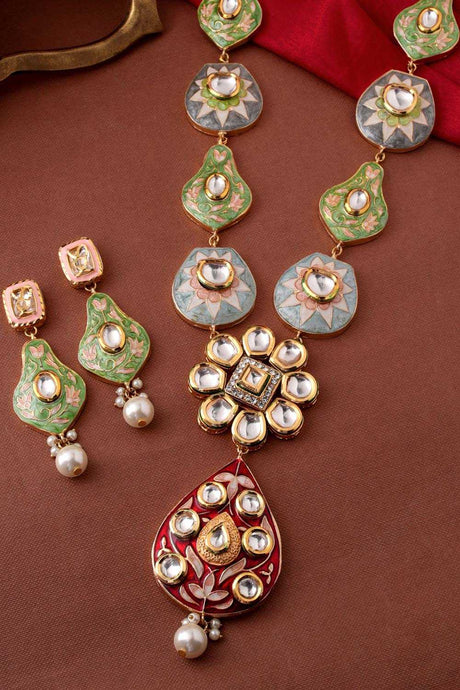 Buy  Multi Color Meenakari Contemporary Rani Haar Jewellery Set Online