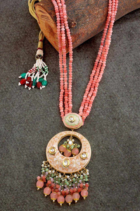 Buy Pink Kundan And Stone Studded Meenakari Necklace Online