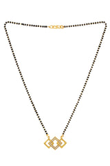 Buy Black Ad Studded Mangalsutra Necklace Online - Front