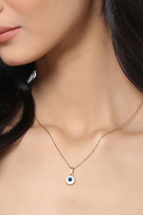 Buy White And Evil Eye Necklace Online - Front