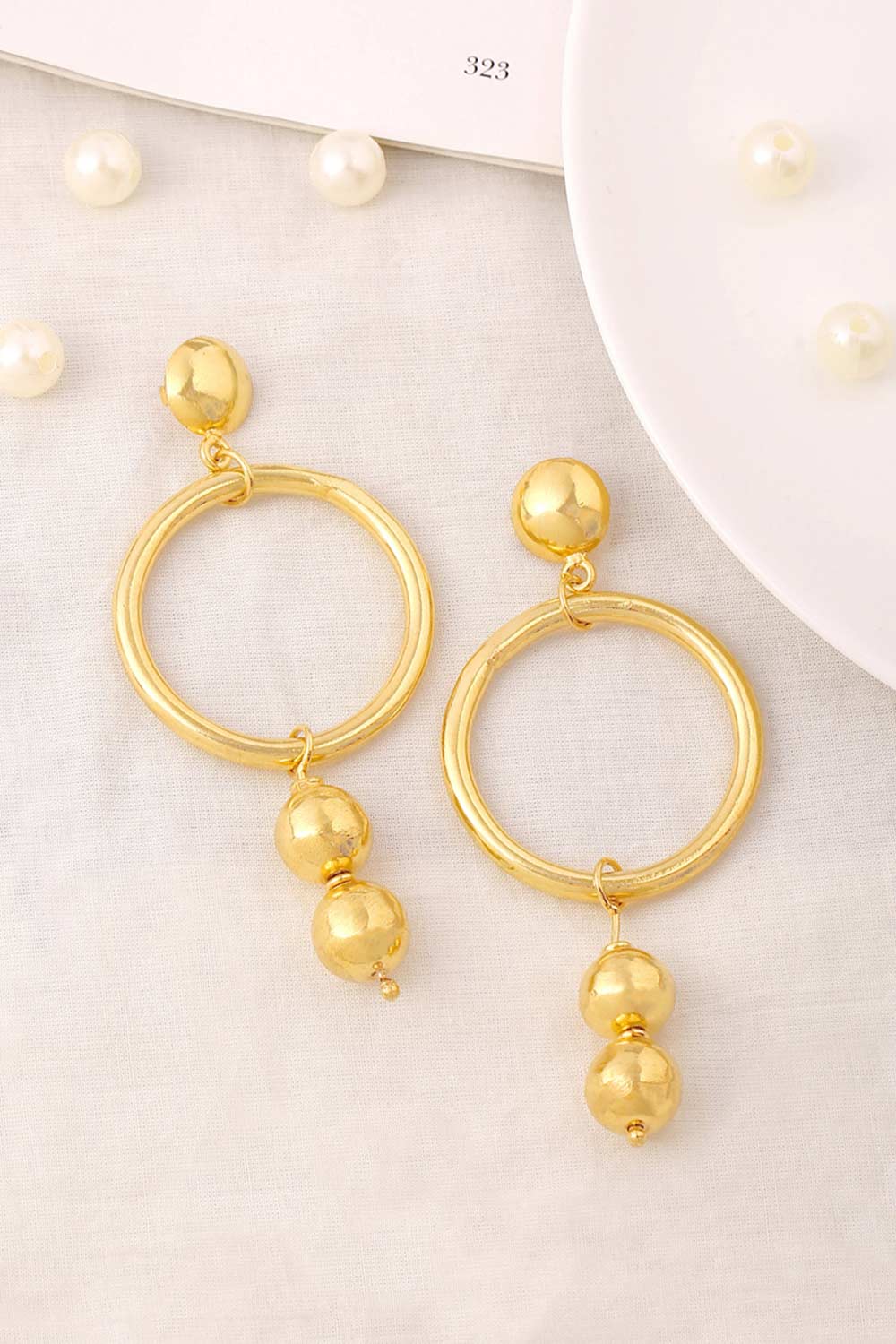 Buy Handcrafted Gold Classic Drop Earrings Online - Front