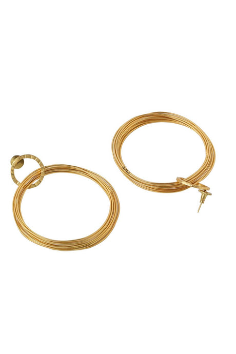 Buy Handcrafted Gold Thin Wire Classic Hoop Earrings Online - Front