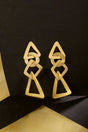 Buy Handcrafted Gold Matt Finish Geometric Shaped Statement Drop Earrings Online