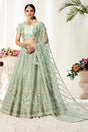 Net Embroidery Lehenga Choli in Pastel Green