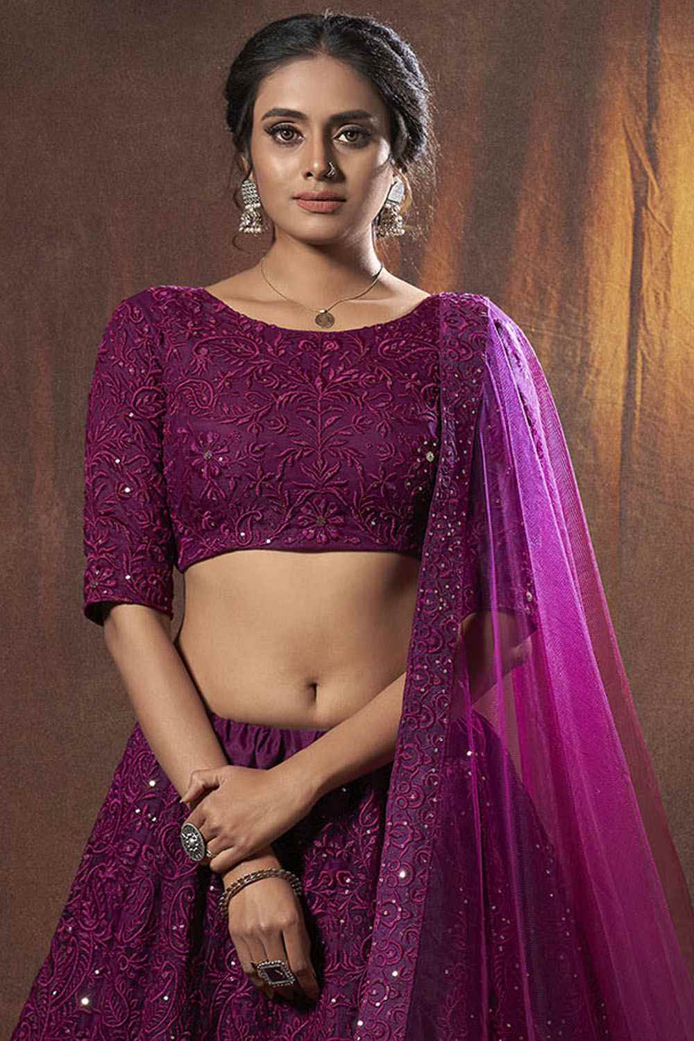 Buy Indian Net Lehenga Choli With Dupatta