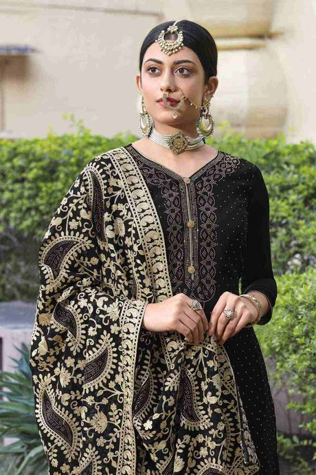 Shop Embroidery Salwar Suit In Black Online