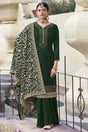 Buy Faux Georgette Embroidery Dress Material in Green