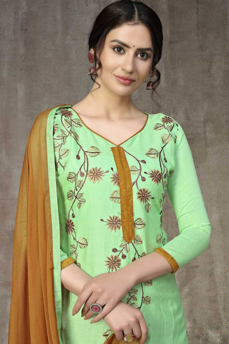 Unstitched Cotton Salwar Suit With Dupatta