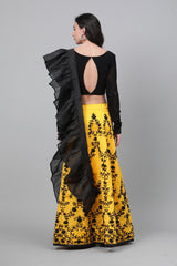 Art Silk Thread Design Lehenga in Yellow - Back