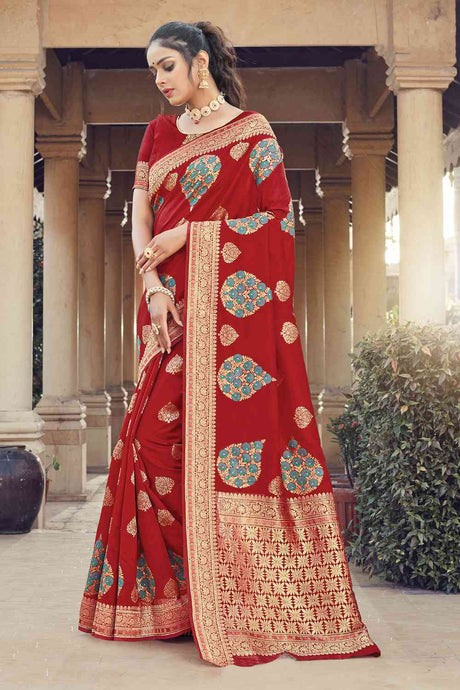 Buy Women's Silk Printed Saree in Red