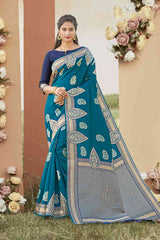 Buy Women's Silk Woven Saree in Sea Green