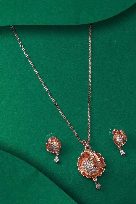 Buy Women's Alloy Necklace & Earring Sets in Rose Gold
