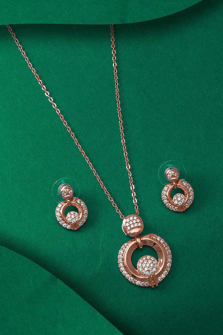 Buy Women's Alloy Necklace & Earring Sets in Rose Gold