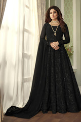 Buy Women's Santoon Heavy Embroidery Dress Material in Black