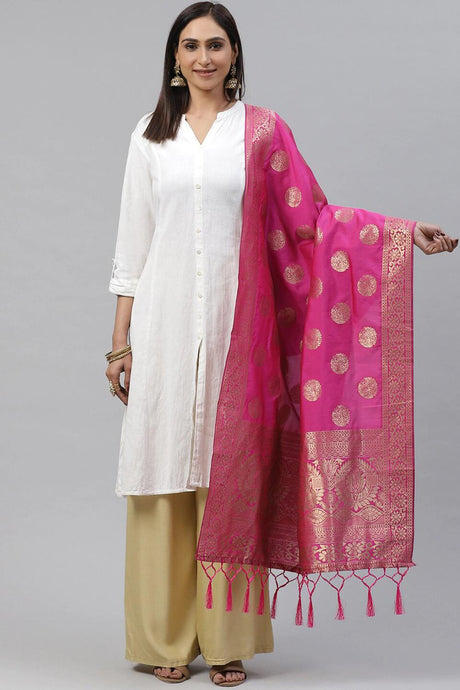 Buy Women's Art Silk Woven Dupatta in Pink