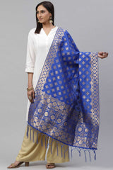 Buy Women's Art Silk Woven Dupatta in Royal Blue
