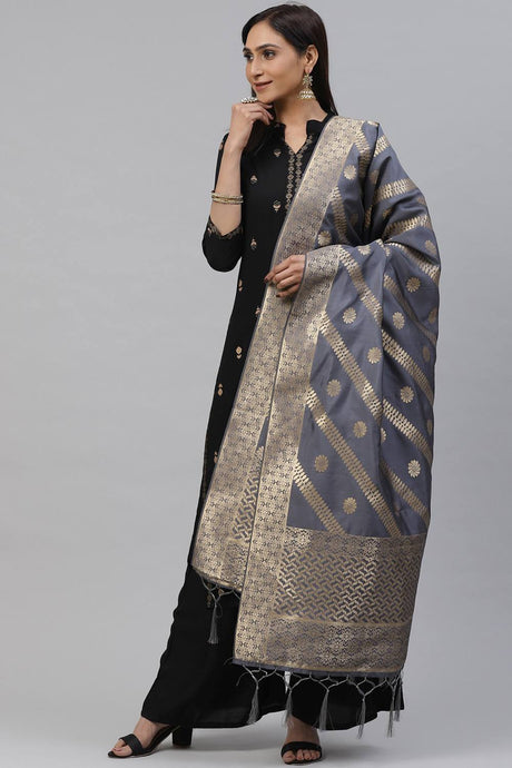Buy Women's Art Silk Woven Dupatta in Grey