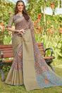 Buy Women's Linen Printed Saree in Blue