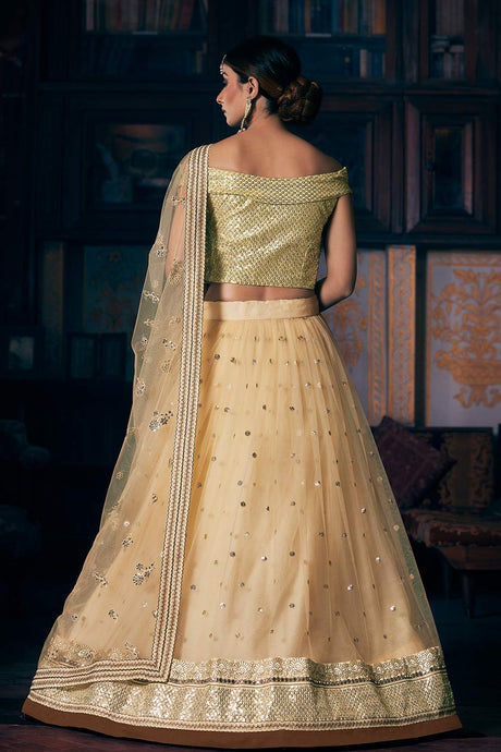 Cream Thread Work Lehenga Choli for Girl