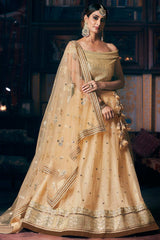 Buy Net Embroidered Lehenga Choli in Cream