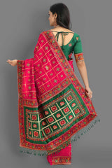 Art Silk Pink Saree with Embroidery