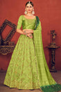 Buy Art Silk Embroidered Ghagra Choli in Pista Green