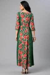 Green Floral Printed Dress Online.