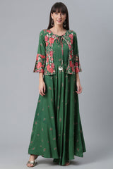 Buy Rayon Floral Printed Dress in Green