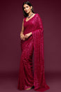 Buy Faux Georgette Sequance Saree in Pink