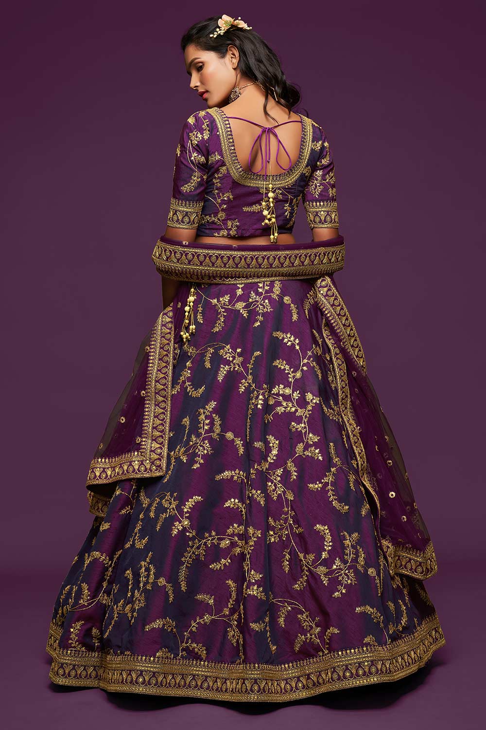 Purple Zari Embroidered Lehenga Choli