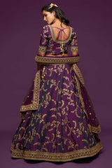 Purple Zari Embroidered Lehenga Choli