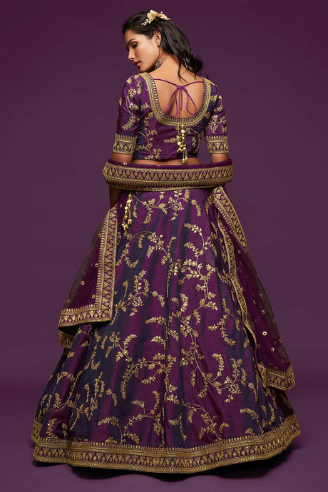 Purple Zari Embroidered Lehenga Choli